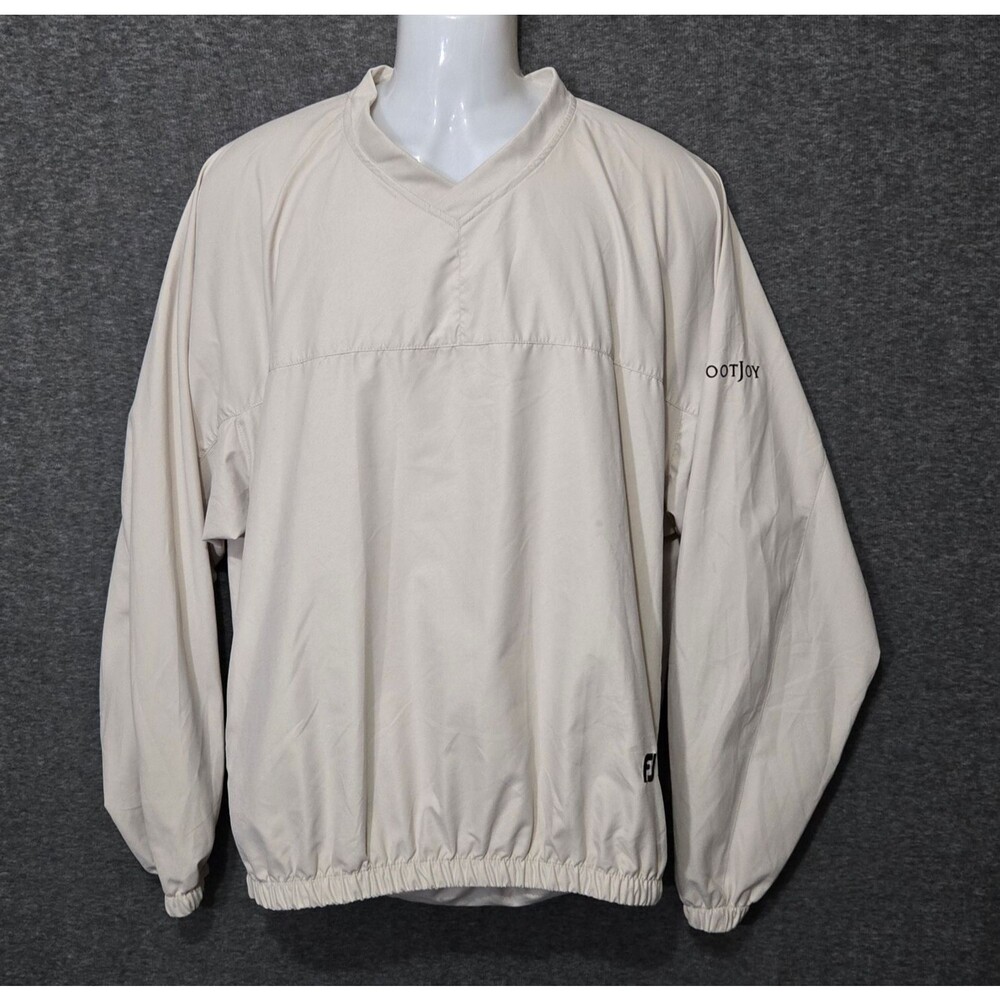 Footjoy Windbreaker Mens Large Khaki Golf Performance Longsleeve Pullover Pocket